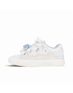 Низкие скейтерские кеды унисекс клубнично-розовые с кремово-голубым бантом, цвет Cream Blue (Bowknot) 7 sevfun