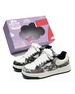 Износостойкие легкие низкие скейтерские кроссовки на платформе унисекс бело-черные, цвет White Black 7 sevfun