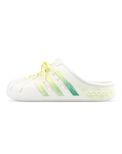 Адилетт закрытые нескользящие шлепанцы унисекс белый зеленый желтый, цвет White Green Yellow Adidas
