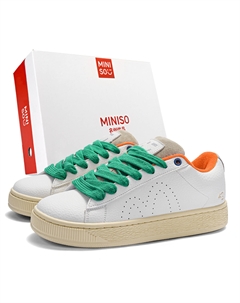 Низкие скейтерские кроссовки унисекс бежево-зеленые, цвет Beige Green Miniso