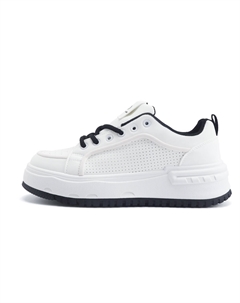 Низкие скейтерские кроссовки мужские бело-черные, цвет White Black Tom tailor