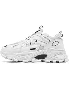 Мужские белые кроссовки на массивной подошве с амортизацией, противоскользящей и износостойкой подошвой, цвет White Fcmm