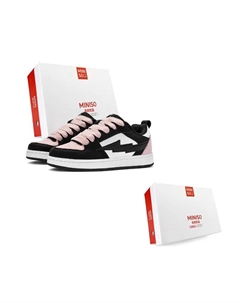 Лайтнинг M серии лоу топ скейтборд кроссовки унисекс черный белый розовый, цвет Black White Pink Miniso