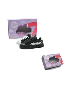 Низкие скейтерские кроссовки унисекс в коробке - черно-белые непарные, цвет Black and White Mismatched 7 sevfun