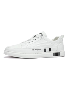 Низкие скейтерские кроссовки мужские бело-серые, цвет White Gray Red dragonfly