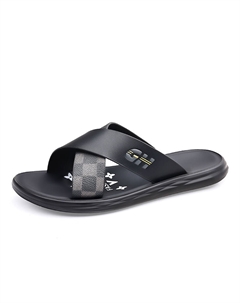 Скользостойкие быстросохнущие амортизирующие шлепанцы мужские - черный серый, цвет Black Gray Kung fu partners