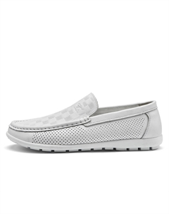 Мокасины мужские черно-белые белые, цвет White (Standard Leather Shoe Size) Septwolves