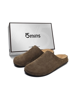 Резиновые подошвы закрытые тапочки унисекс оливково-коричневые, цвет Olive Brown 15 mins