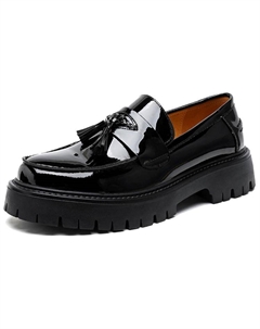 Мужские лоферы черные с потайной платформой, цвет Black Hidden Wedge Weishibangwei