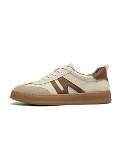 Антискользящие и износостойкие легкие амортизирующие низкие скейтерские кроссовки мужские бело-коричневые, цвет White Brown Crown