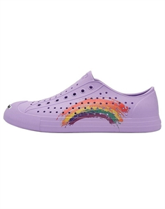 Клоги Rainbow унисекс радужные фиолетовые с открытым носком, цвет Rainbow, Purple, Open-Ended Smile Crazy ativ