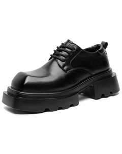 Повседневные кожаные туфли мужские черные с потайным клином, цвет Black Hidden Wedge Weishibangwei