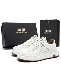 Кроссовки Air Force One Series мужские низкие бело-красные, бело-коричневые - бело-коричневая коробка, цвет White Brown Box Aokang