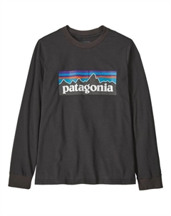 Детская футболка с логотипом l/s p-6 - свитер, черный Patagonia