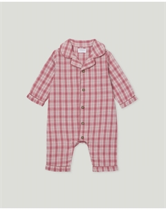 Длинная распашонка на пуговицах в клетку для девочки, розовый Cotton juice