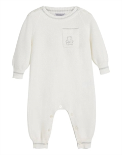 Ромпер с вышитым логотипом, белый Brunello cucinelli kids