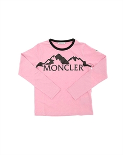 Длинный рукав футболка детская, розовая Moncler