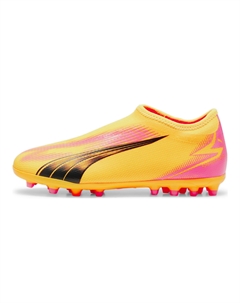 Ультрасовременные противоскользящие дышащие легкие низкие детские футбольные бутсы Sunlight Yellow Kids', Sunlight Yellow-Black-Sunset Red Puma