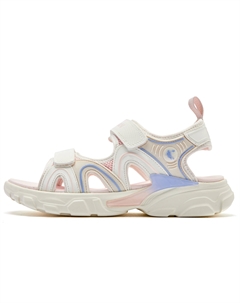 Скользостойкие амортизирующие детские сандалии бело-розовые подростковые, цвет слоновая кость/облачно-розовый Qiaodan