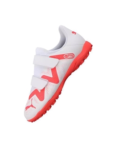 Низкие детские футбольные бутсы бело-красные Kids' Puma