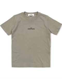 Футболка серо-зеленая детская Stone island