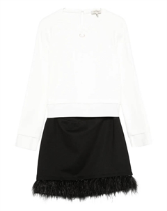 Двухцветное платье с отделкой из перьев, белый Twin-set kids