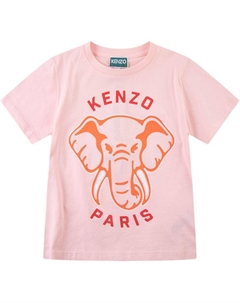 Футболка детская с принтом слона розовая Kids' Kenzo