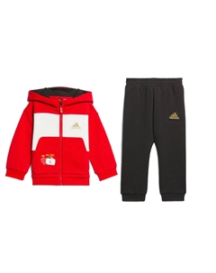 Детский комбинезон, комплект (Светло-алый/Бело-нефритовый верх + Черные брюки) Adidas