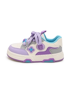 Скользоустойчивые амортизирующие износостойкие низкие детские скейтбординговые туфли бежево-фиолетовые Kids' Budding