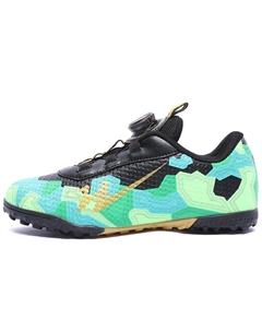 Скользоустойчивые противоударные амортизирующие износостойкие дышащие низкие детские футбольные бутсы Black Green Kids Binary