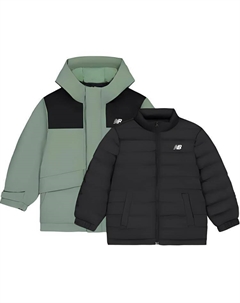 Детская пуховая куртка, черно-зеленая New balance