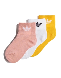 Носки 3 пары Детские Возраст 3-7 лет, 3 пары (Розовый+Белый+Жёлтый) Adidas originals