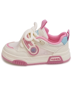 Детские противоскользящие антиударные скейтбордские кроссовки Kids', бежево-розовые Budding