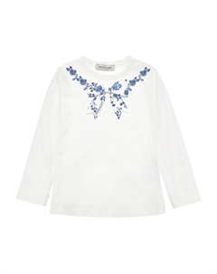 Футболка с длинными рукавами с цветочным принтом, белый Monnalisa