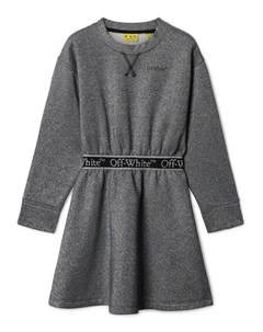 Платье Bookish Logo Band с эффектом металлик, серый Off-white kids