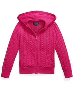 Худи Mini-Cable Cotton Full Zip Hoodie, цвет Preppy Pink Polo ralph lauren kids