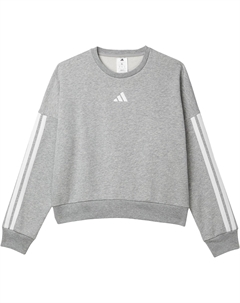 Пуловер 3-Stripes Crew Neck Heather Fleece Pullover, цвет Medium Grey Heather Adidas kids
