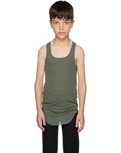 Детская зеленая базовая майка в рубчик Rick owens