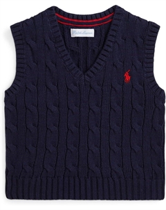 Свитер Cable-Knit Cotton Sweater Vest, темно-синий Polo ralph lauren kids