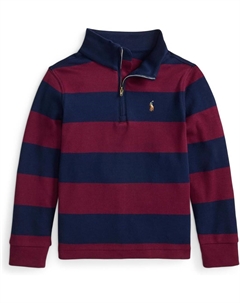 Пуловер Striped Cotton Interlock Pullover, цвет Classic Wine/Refined Navy Polo ralph lauren kids