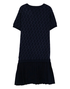 Платье с жаккардовым узором и логотипом EA по всей поверхности, синий Emporio armani kids