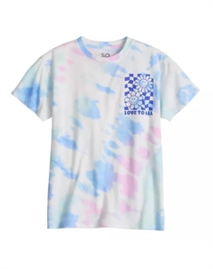 Футболка с принтом oversize для девочек 7-20 лет с коротким рукавом в обычном и плюс размерах, цвет smile flower dye So