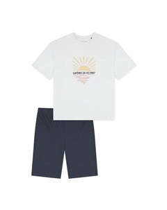 Пижама, белый/темно-синий Schiesser