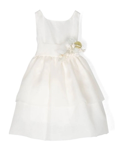 Шелковое платье с цветочной аппликацией, белый La stupenderia