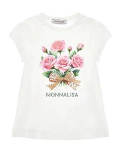Футболка с цветочным принтом, белый Monnalisa