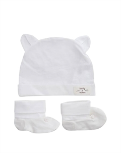 Комплект из шапки и пинеток, белый Teddy & minou