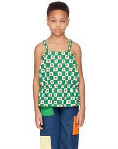 Детская майка с зеленым и не совсем белым рисунком томатного цвета Bobo choses