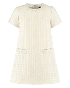 Платье с карманами из твида, белый Balmain kids