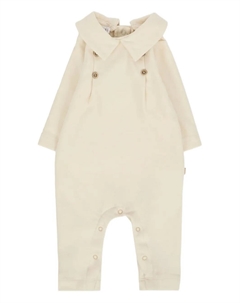 Детский комбинезон с воротником и застежкой на пуговицы, белый Bamboom