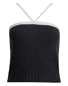 Топ с отделкой лямками, серый Prada